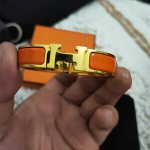 Hermes enamel orange bracelet